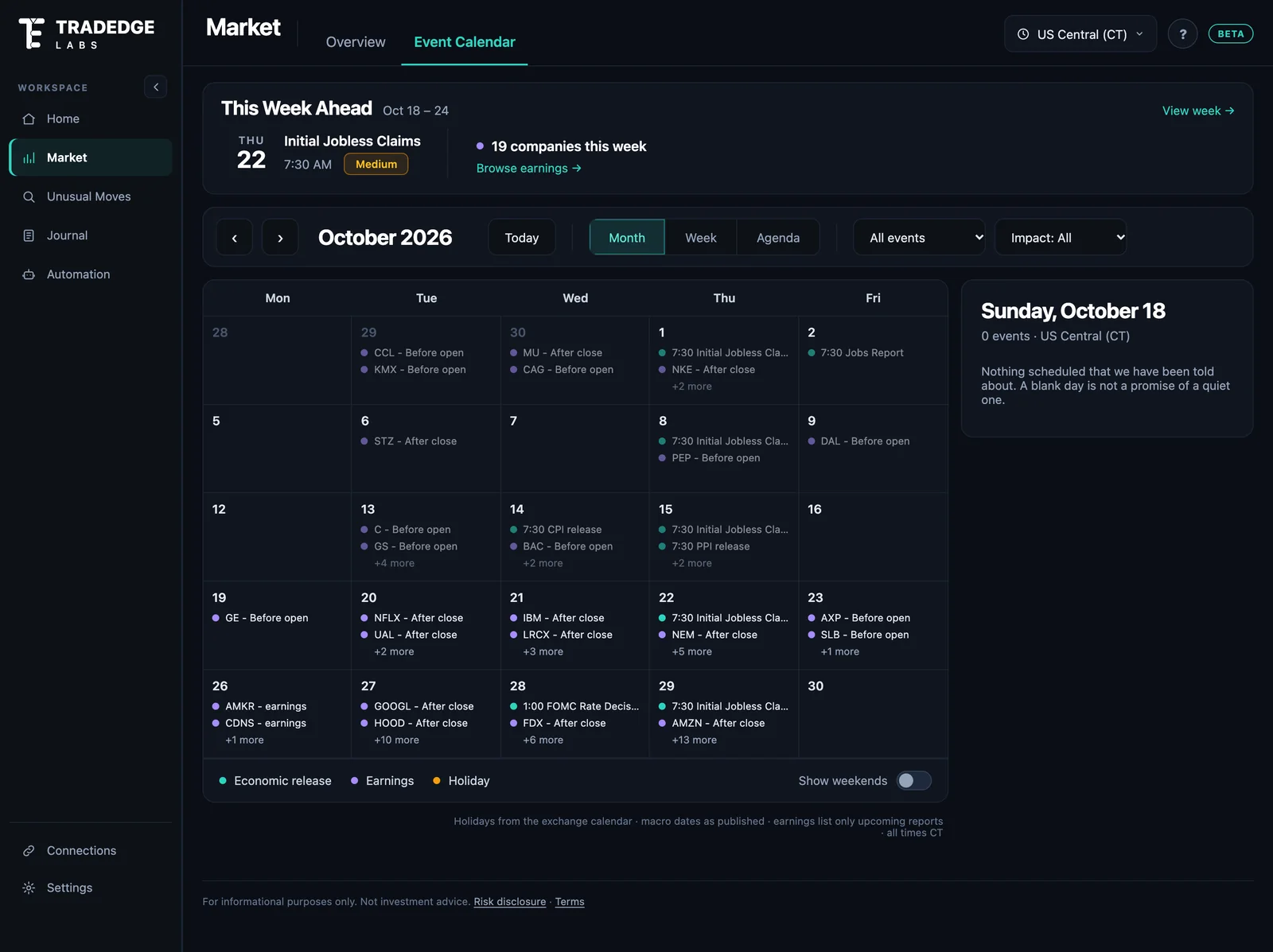 Event Calendar screen: Never get caught by the calendar